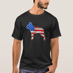 Boston Terrier Hund, Juli 4:e juli, Retro USA, Ame T Shirt