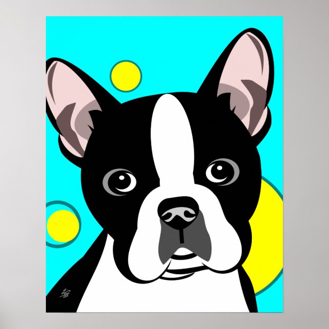 Boston Terrier Hund Konst Poster (Framsidan)