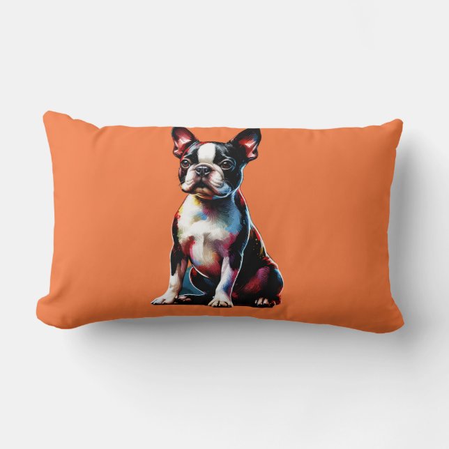 Boston Terrier Hund Lumbarkudde (Framsida)