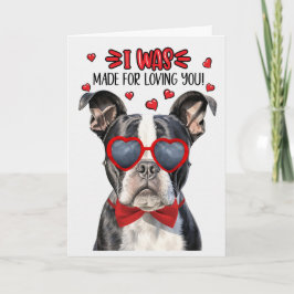 Boston Terrier Hund Made for Loving You Valentine Helgkort