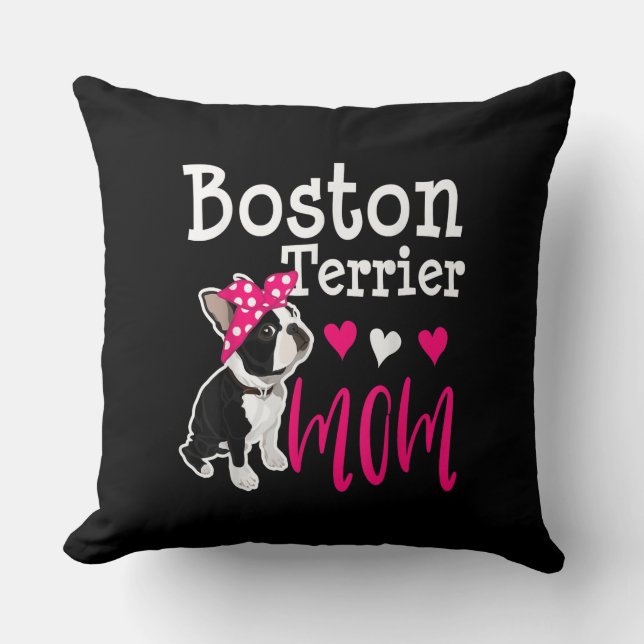 Boston Terrier Hund Mamma Owner Cute Funny Kudde (Framsida)