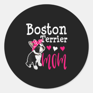 Boston Terrier Hund Mamma Owner Cute Funny Runt Klistermärke