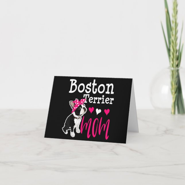 Boston Terrier Hund Mamma Owner Cute Funny Tack Kort (Framsida)