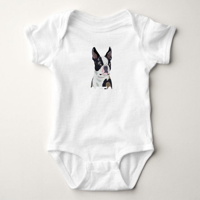 Boston Terrier Hund Mamma Passande Scoop T Shirt (Framsida)