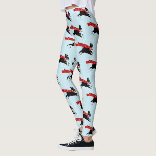 Boston Terrier Hund med Red Scarf Patterned Leggings