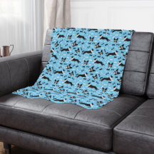 Boston Terrier Hund Mönster Blue Sherpa Blanket