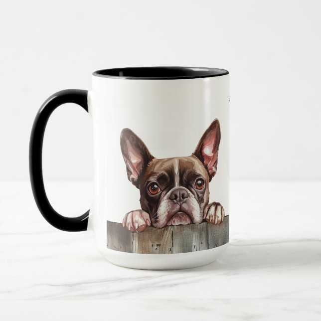 Boston Terrier Hund Mugg (Vänster)