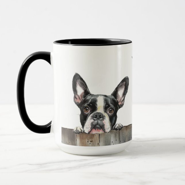Boston Terrier Hund Mugg (Vänster)