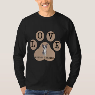 Boston Terrier Hund och Kärlek på Latte Brown Co T Shirt