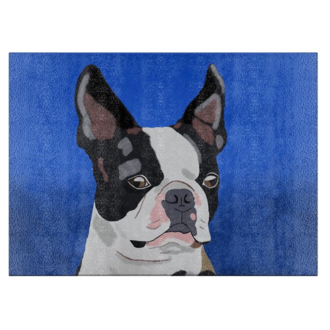 Boston Terrier Hund Oljemålning Art Porträtt (Framsidan)