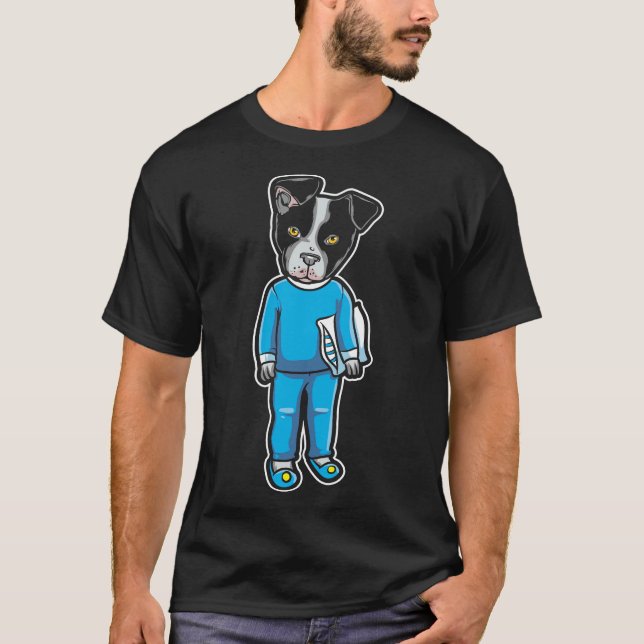 Boston Terrier Hund Pajamas Puppy Strömspartid T Shirt (Framsida)