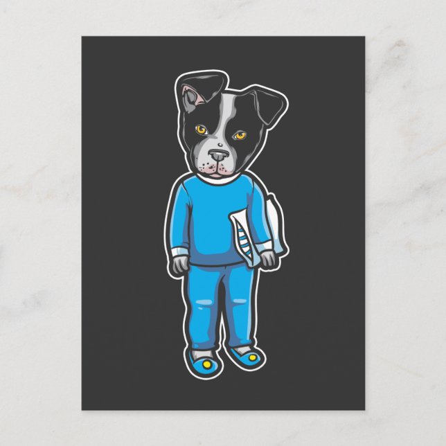 Boston Terrier Hund Pajamas Puppy Strömspartid Vykort (Framsida)
