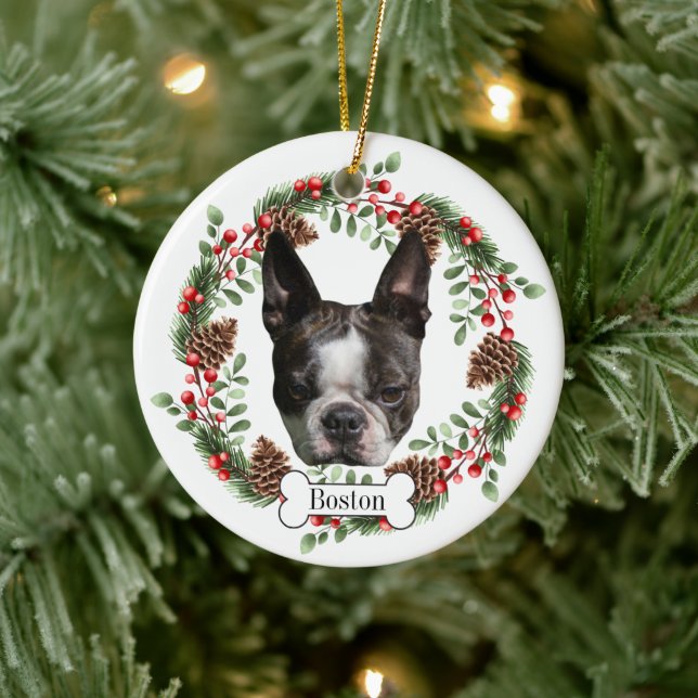 Boston Terrier hund Personlig Pet Ornament (Träd)