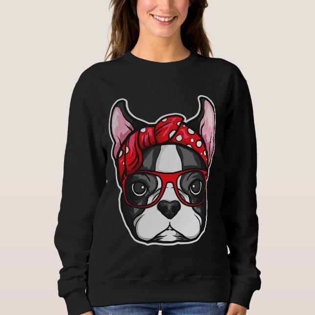 Boston Terrier Hund Pet Hund Mamma T Shirt (Framsida)