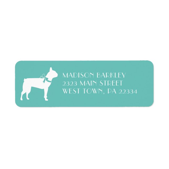 Boston Terrier Hund Puppy Returadress Etikett (Framsidan)