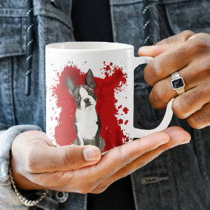 Boston Terrier Hund Red Abstrakt Kaffemugg