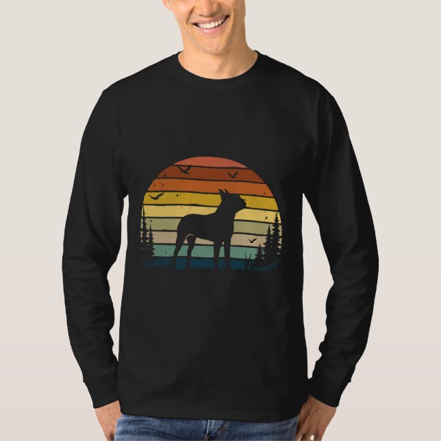 Boston Terrier Hund Retro Vintage T Shirt (Framsida)