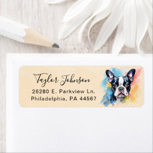 Boston Terrier Hund Returadressetikett Returadress Etikett