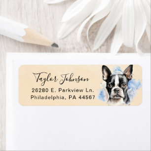 Boston Terrier Hund Returadressetikett Returadress Etikett