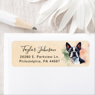Boston Terrier Hund Returadressetikett Returadress Etikett