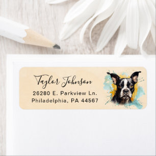 Boston Terrier Hund Returadressetikett Returadress Etikett