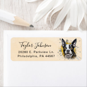 Boston Terrier Hund Returadressetikett Returadress Etikett