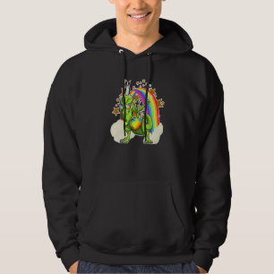 Boston Terrier Hund Ridar Dansande Rex & Regnbåge Hoodie