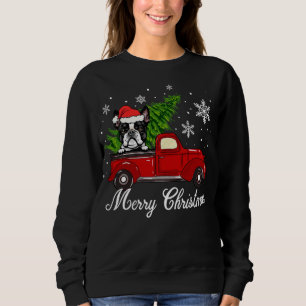 Boston Terrier Hund Riding Red Lastbil Merry Chris T Shirt