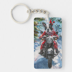 Boston Terrier Hund Ridning Motorcykel Jul