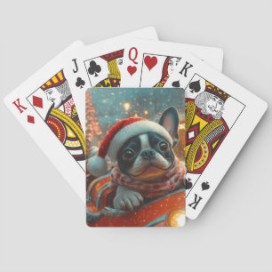 Boston Terrier Hund Roller Underlägg jul Casinokort