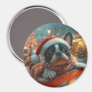 Boston Terrier Hund Roller Underlägg jul Magnet