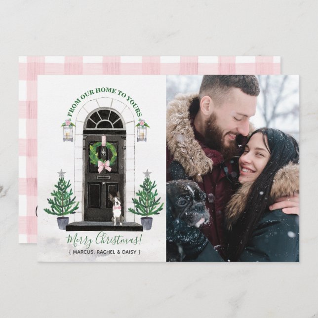 Boston Terrier Hund Semester Jul Julkort Inbjudningar (Fram/baksida)