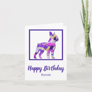 Boston Terrier Hund Silhouette Cute Lila PY&B Kort