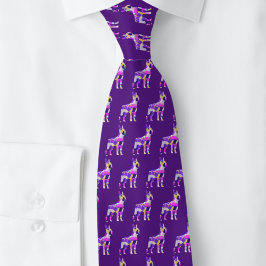 Boston Terrier Hund Silhouette Lila Mörk Nacke Slips