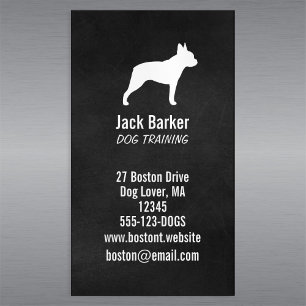 Boston Terrier Hund Silhouette Lodrät Visitkortmagnet