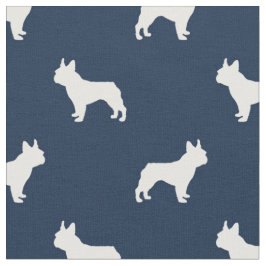 Boston Terrier hund silhouette navy blue Tyg