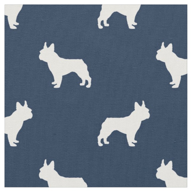Boston Terrier hund silhouette navy blue Tyg (Närbild)