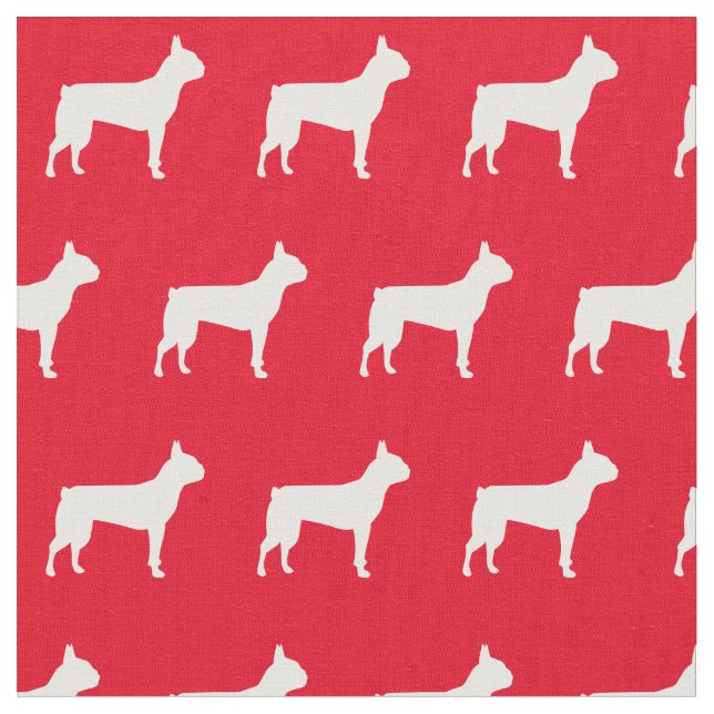 Boston Terrier Hund Silhouette Pet Red Tyg (Närbild)