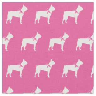 Boston Terrier Hund Silhouette Pet rosa Tyg