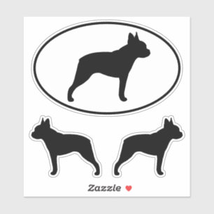Boston Terrier Hund Silhouettes Vinyl Sticker Set Klistermärken