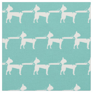 Boston Terrier Hund Silhuett Husdjur Teal Tyg