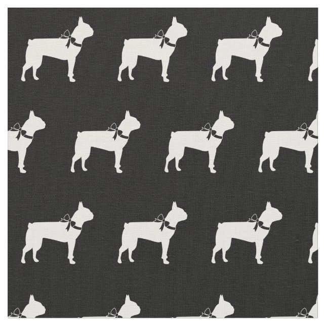 Boston Terrier Hund Silhuett Husdjur Tyg (Närbild)