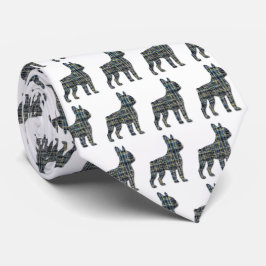 Boston Terrier Hund Silhuett Y&B Rutnät Vitt Halsb Slips