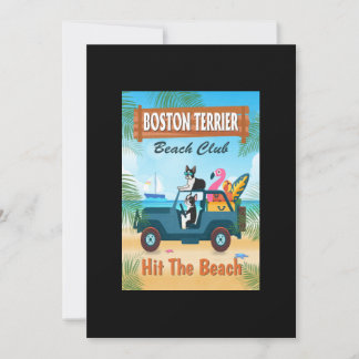 Boston Terrier Hund Slå Beach Funny Driving Car Tack Kort