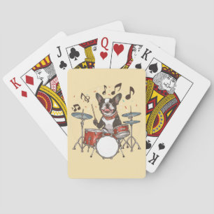 Boston Terrier Hund som spelar trummor Casinokort