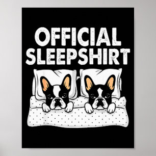 Boston Terrier Hund Sömn Pyjamas Nattlinning Poster