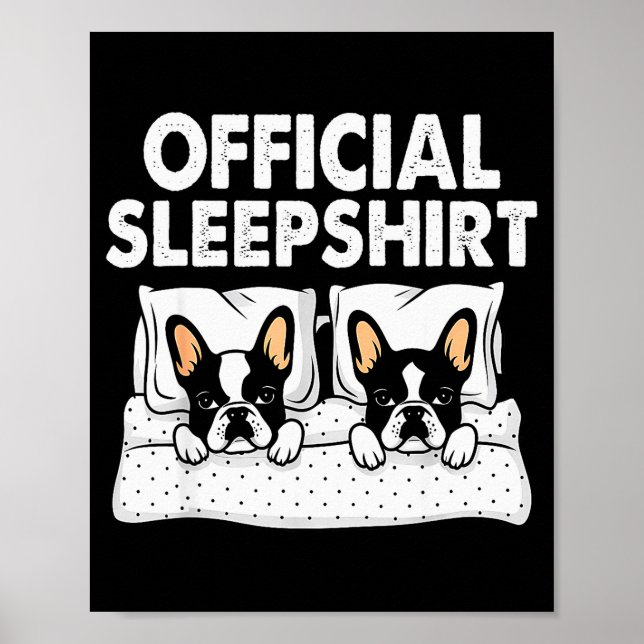 Boston Terrier Hund Sömn Pyjamas Nattlinning  Poster (Framsidan)