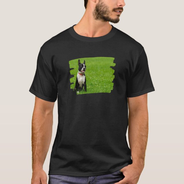 Boston Terrier Hund T Shirt (Framsida)