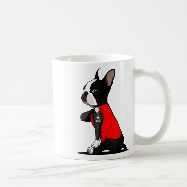 Boston Terrier Hund Tattoo I Kärlek Pappa Funny Fa Kaffemugg (Höger)