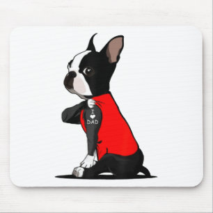 Boston Terrier Hund Tattoo I Kärlek Pappa Funny Fa Musmatta